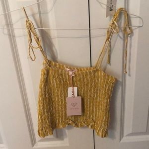 Yellow smocked crop top